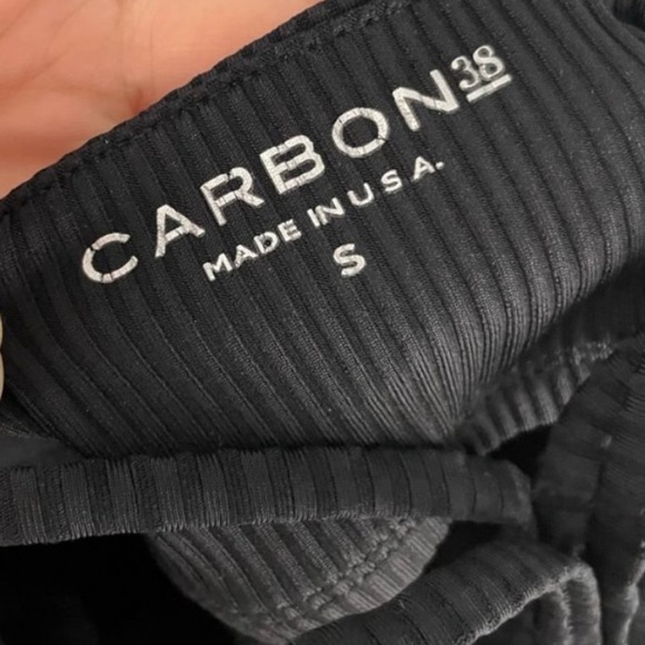 Carbon 38 Black Ribbed Cami Bra Cropped Tank Size Small - Picture 3 of 4